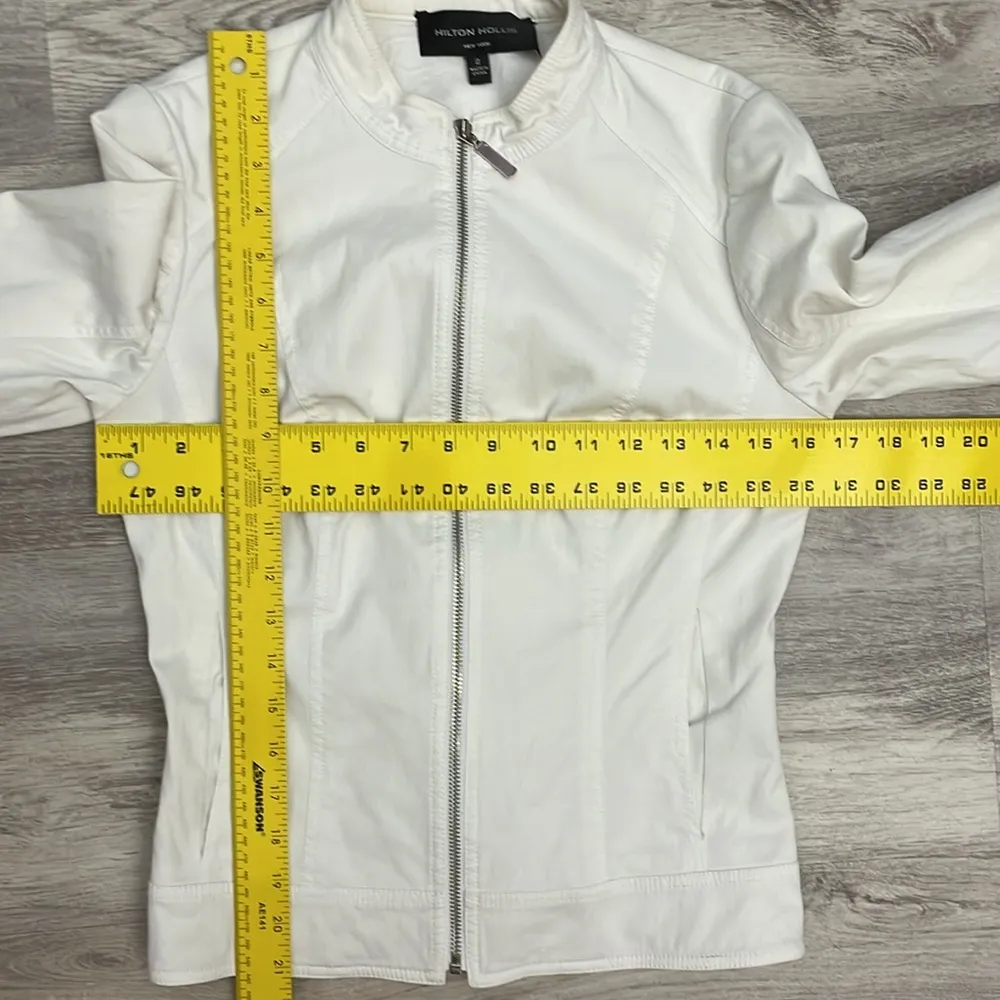 Hilton Hollis White Zip Front Crew Neck Blazer / Jacket Size 2 - Image 14