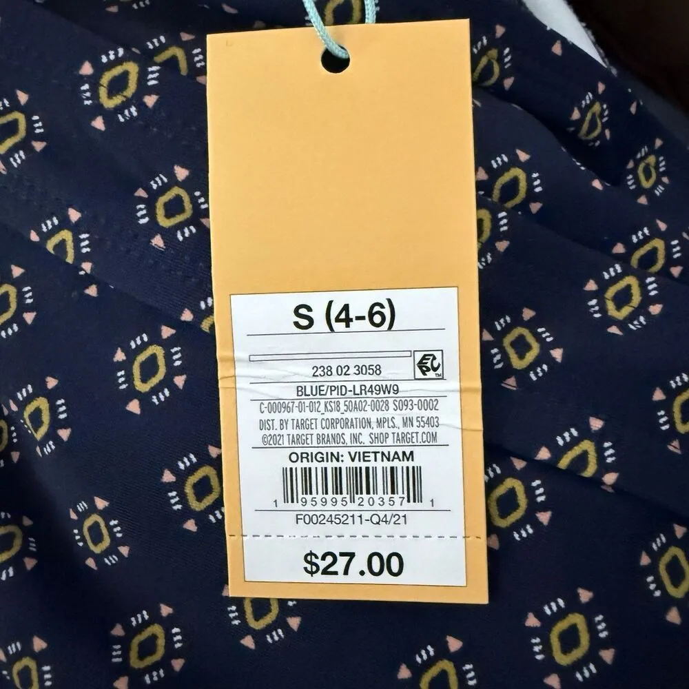 Kona Sol Key Hole Blue Gold Summer Beach High Neck Tankini Top Size S (4-6) NEW! - Image 10