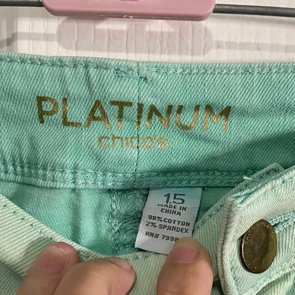 Chico's Light Green Straight Leg Jeans - Image 2