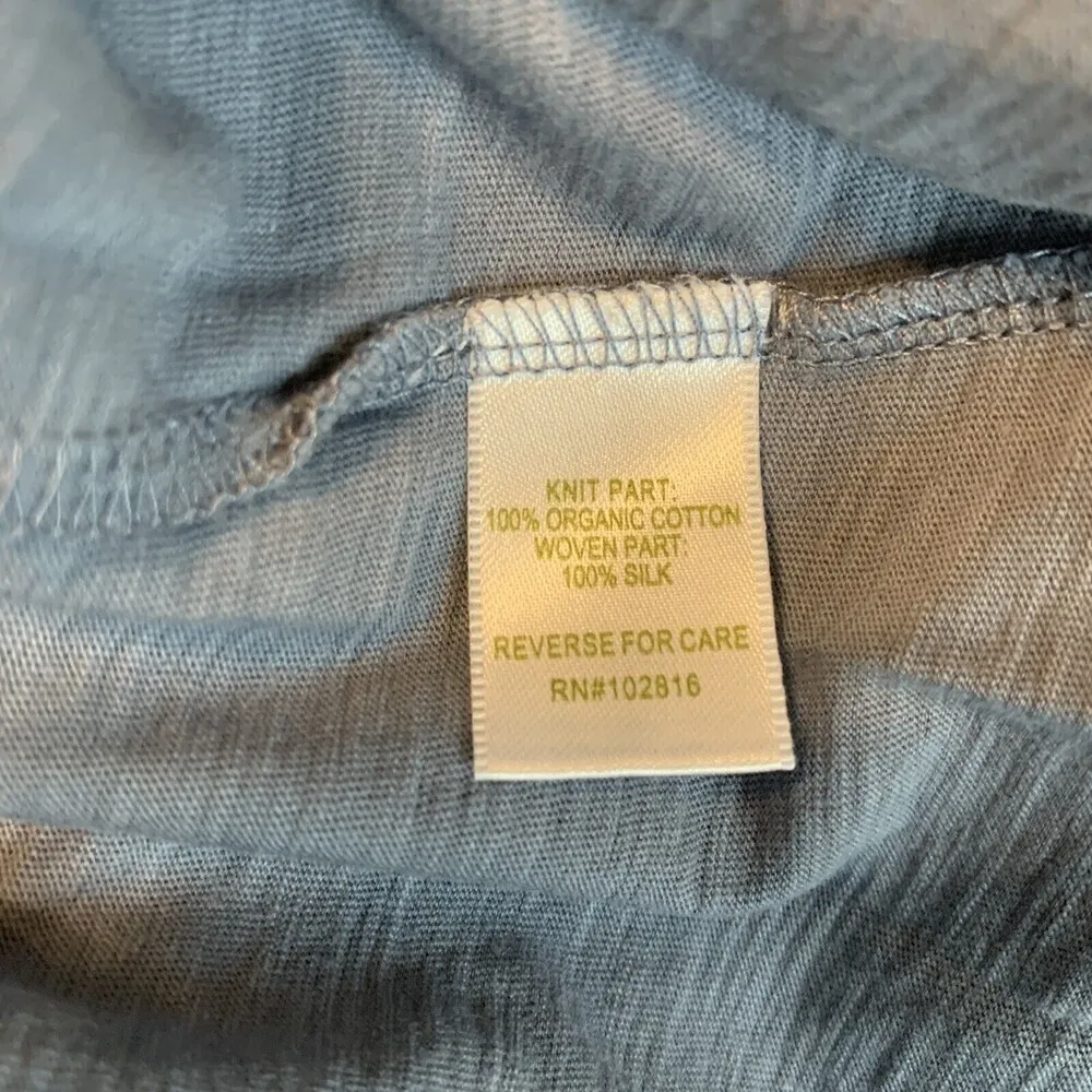 Garnet Hill Womens Size Medium Blue Silk Blend Drape Open Front Cardigan - Image 5