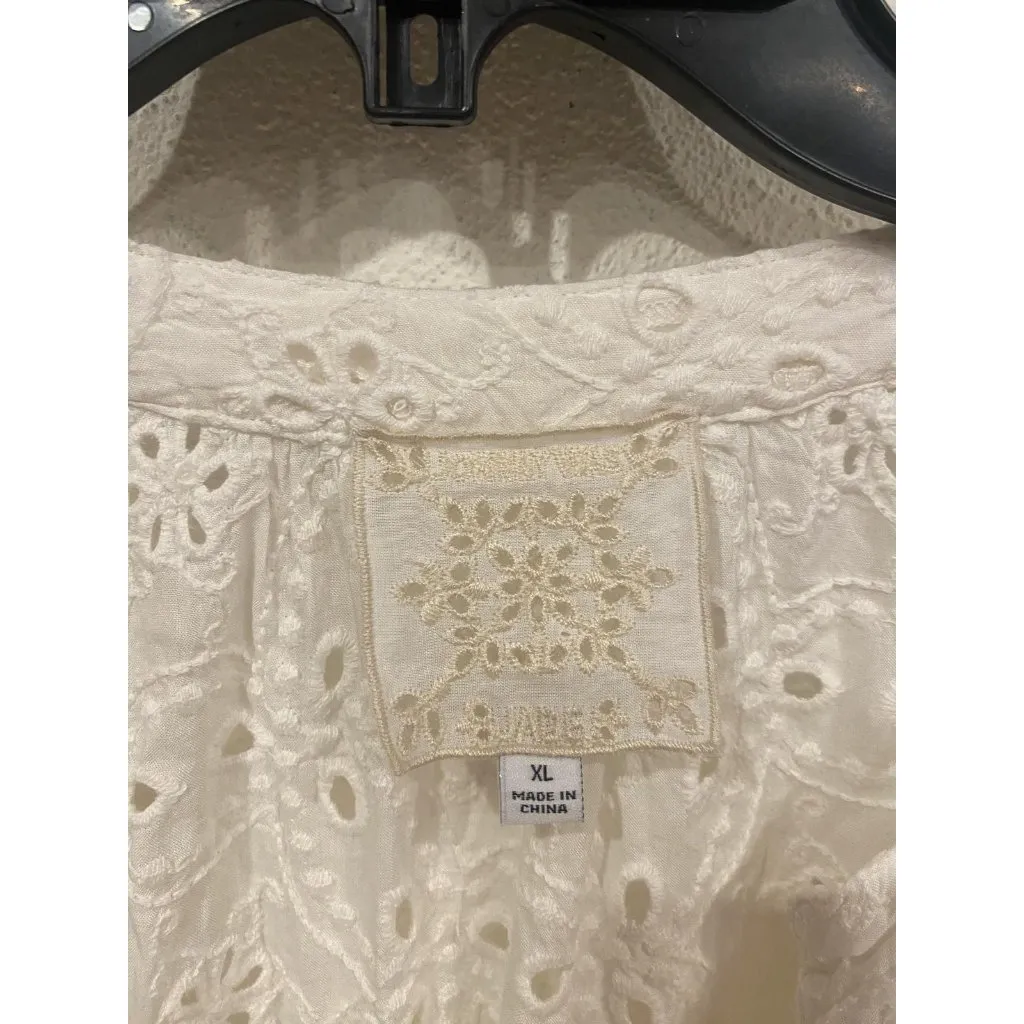 Johnny Was Chise Eyelet Shirt Womens XL White Embroidered Boho Top Blouse - Image 3