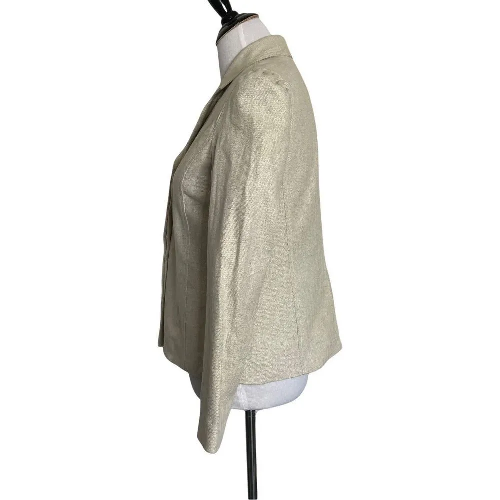 Isaac Mizrahi Shimmery Glitter Jacket Size 6 Linen Blend Career Casual Button Up - Image 4