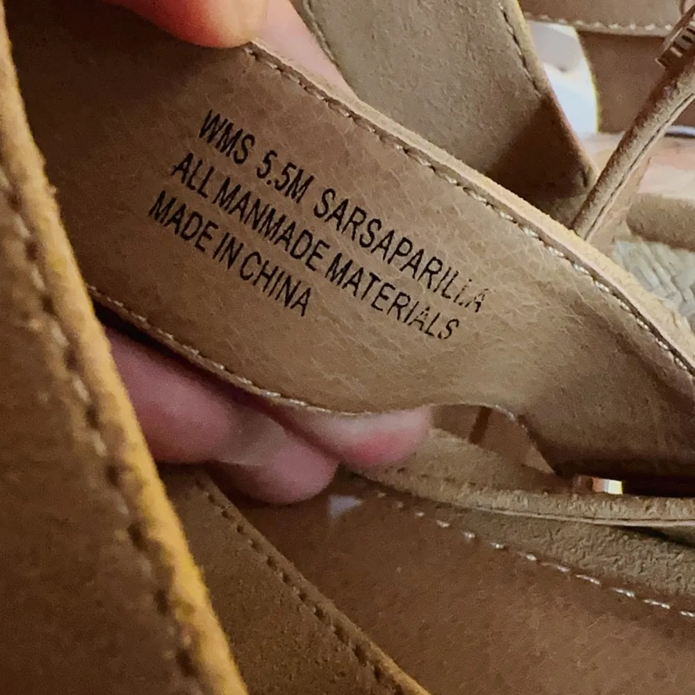 Report high heels wedge sandals slippers adjustable straps soft comfortable Tan Size 5.5 - Image 7