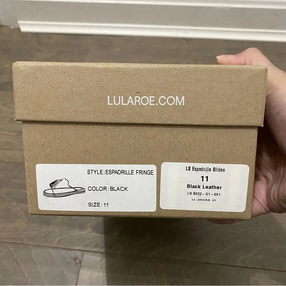 LuLaRoe NEW  Black Leather Fringe Tassel Espadrilles Mules - Image 6