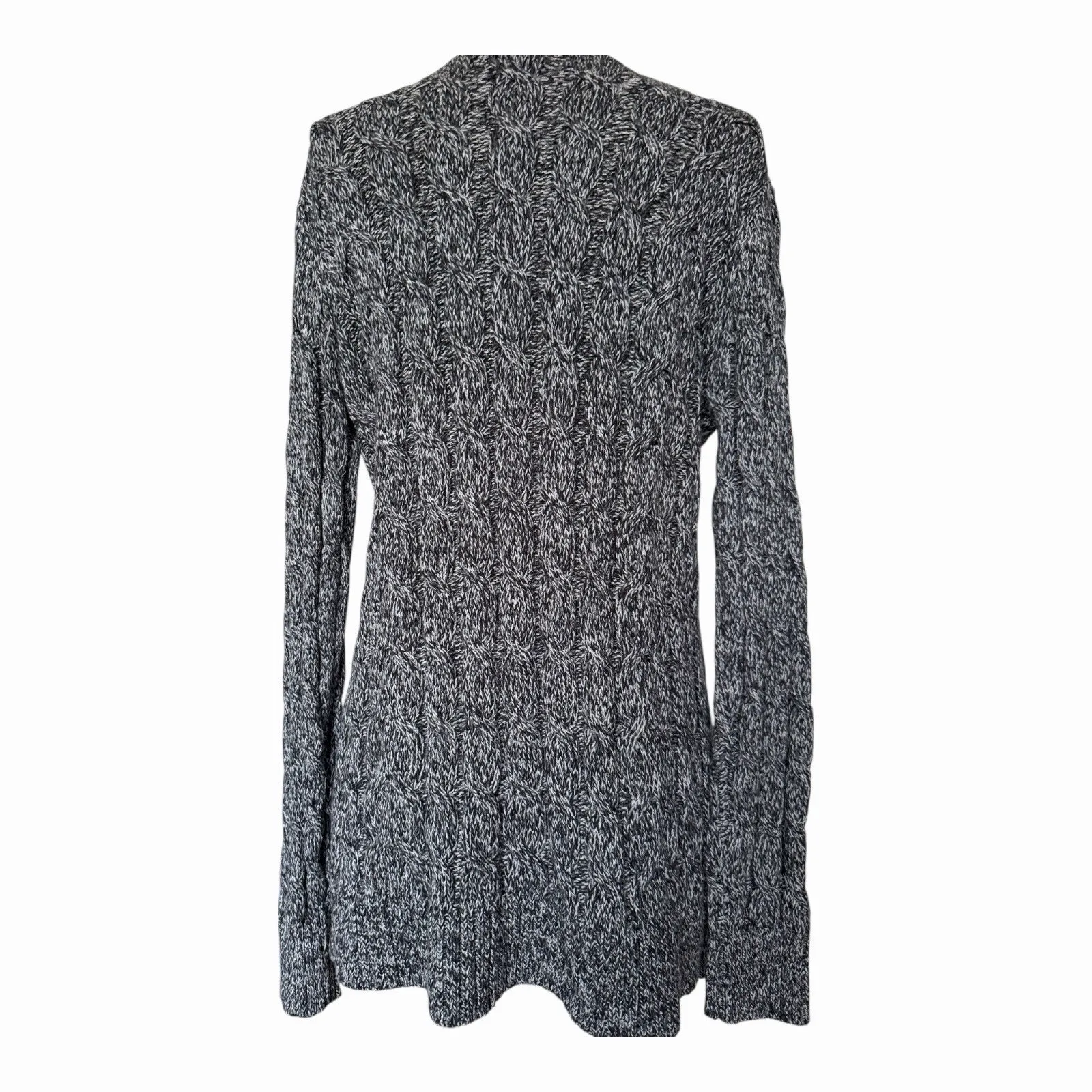 B Flawless XS Open Front Cable Knit Cardigan Gray Black Long Sleeve Sweater - Image 6