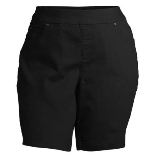 Black 5 Pocket Pull On Denim Shorts - Image 6