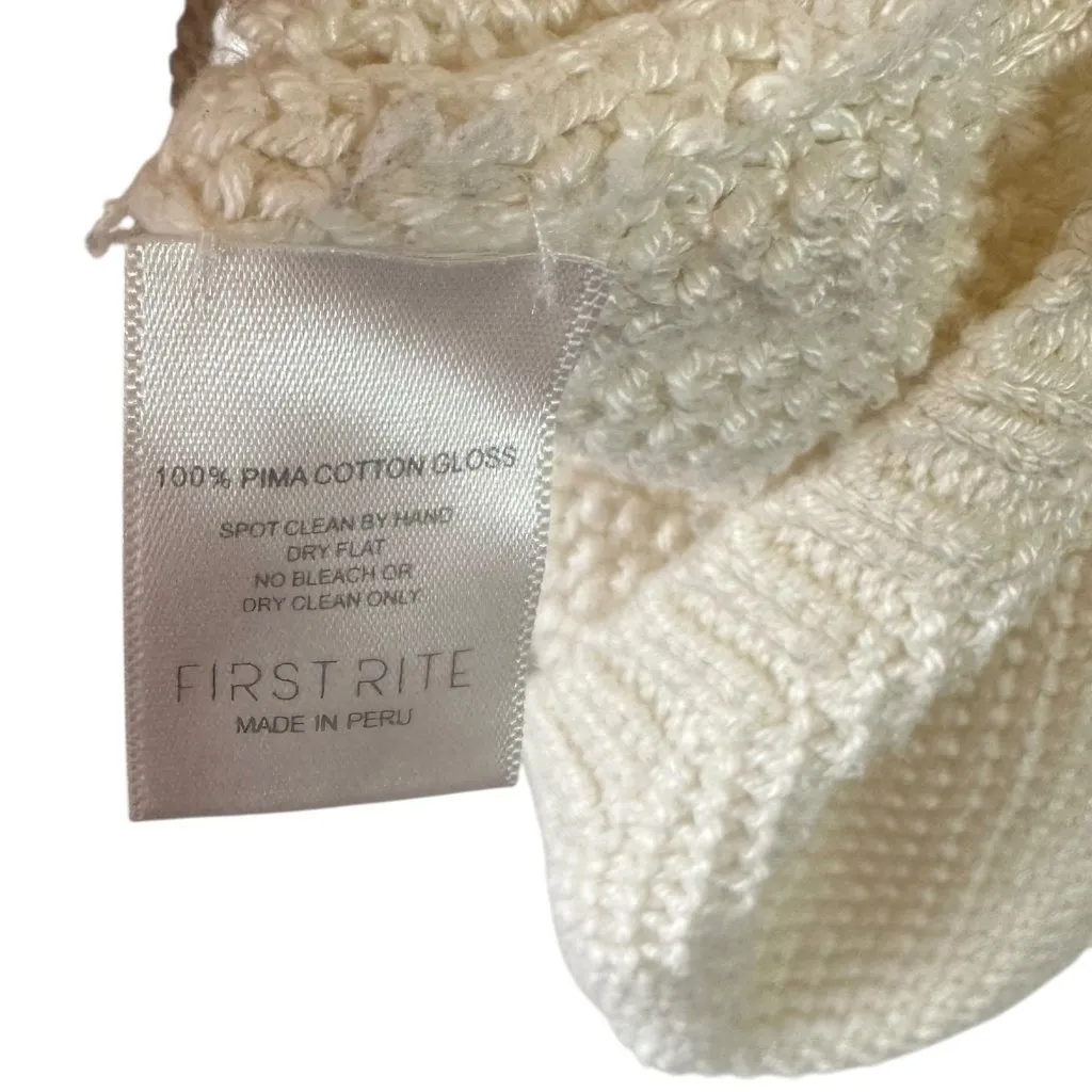 FIRST RITE 100% Pima Cotton Oversized Textured Sweater Ivory XL Slouchy White - Image 5