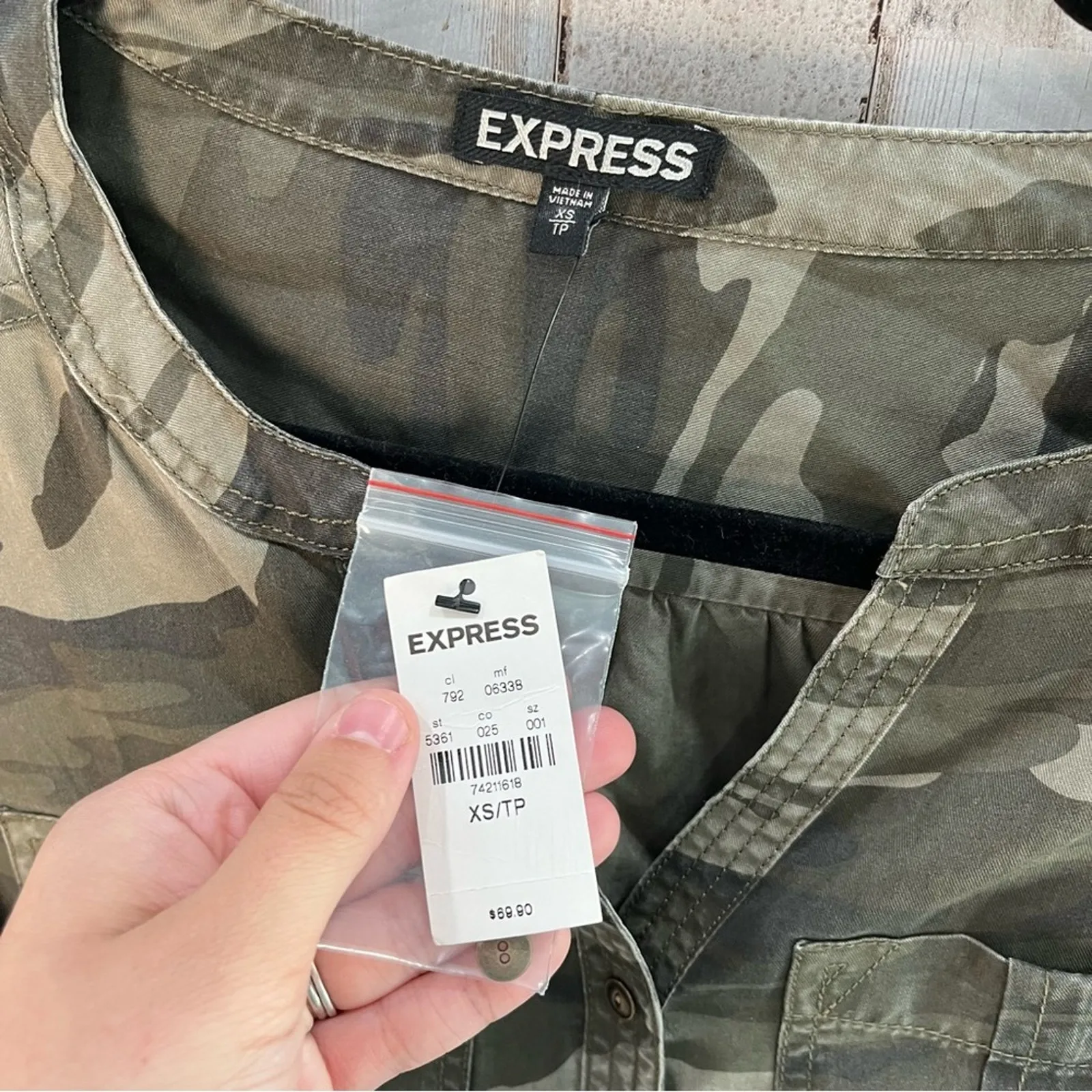 NWT Express Camouflage Camo Shirt Dress Mini - Image 2