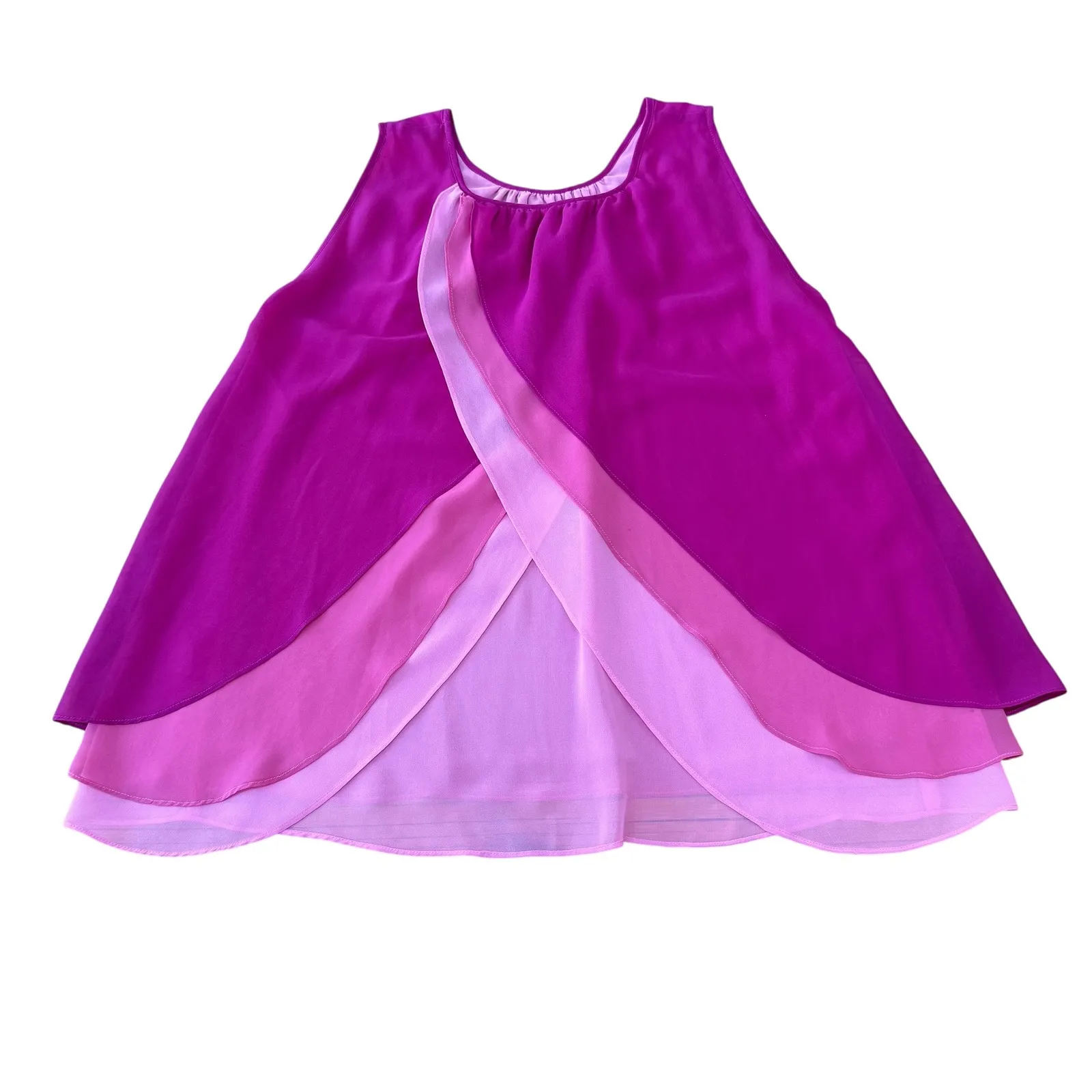 Sleeveless Pink Purple Layered‎ Chiffon Blouse Top - Image 7