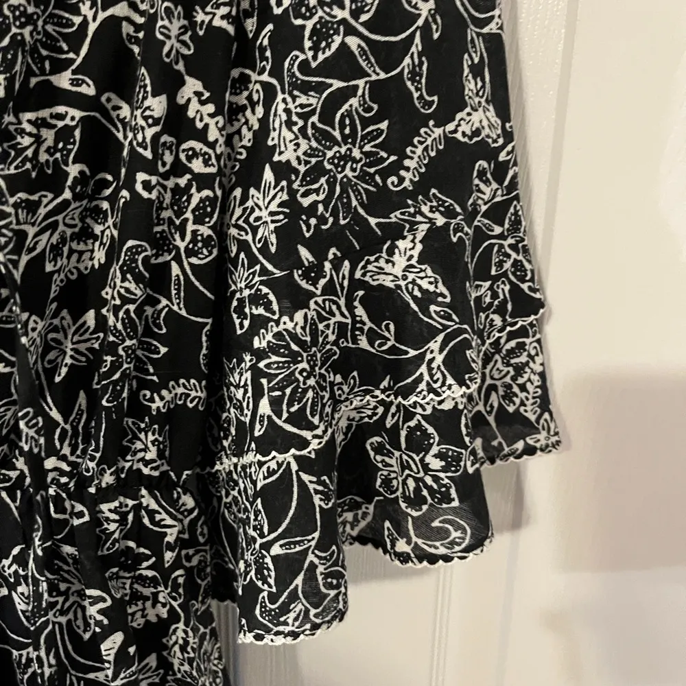 PARKER Floral Print A-line Cotton Mini Dress Black Aurora - Image 9