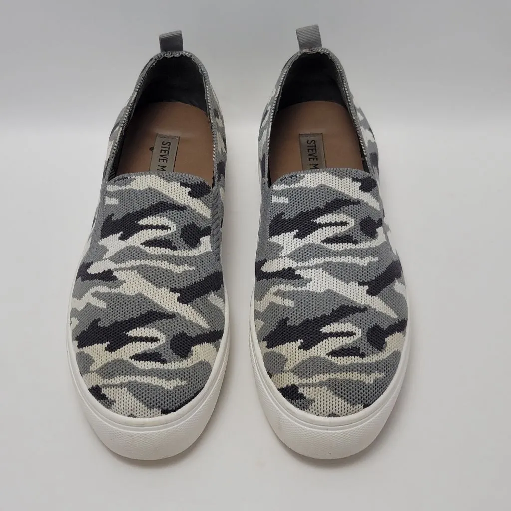 Women's Steve Madden Maygee Gray Camo Knit Stretchy Slip-On Sneakers Size 9 - Image 4