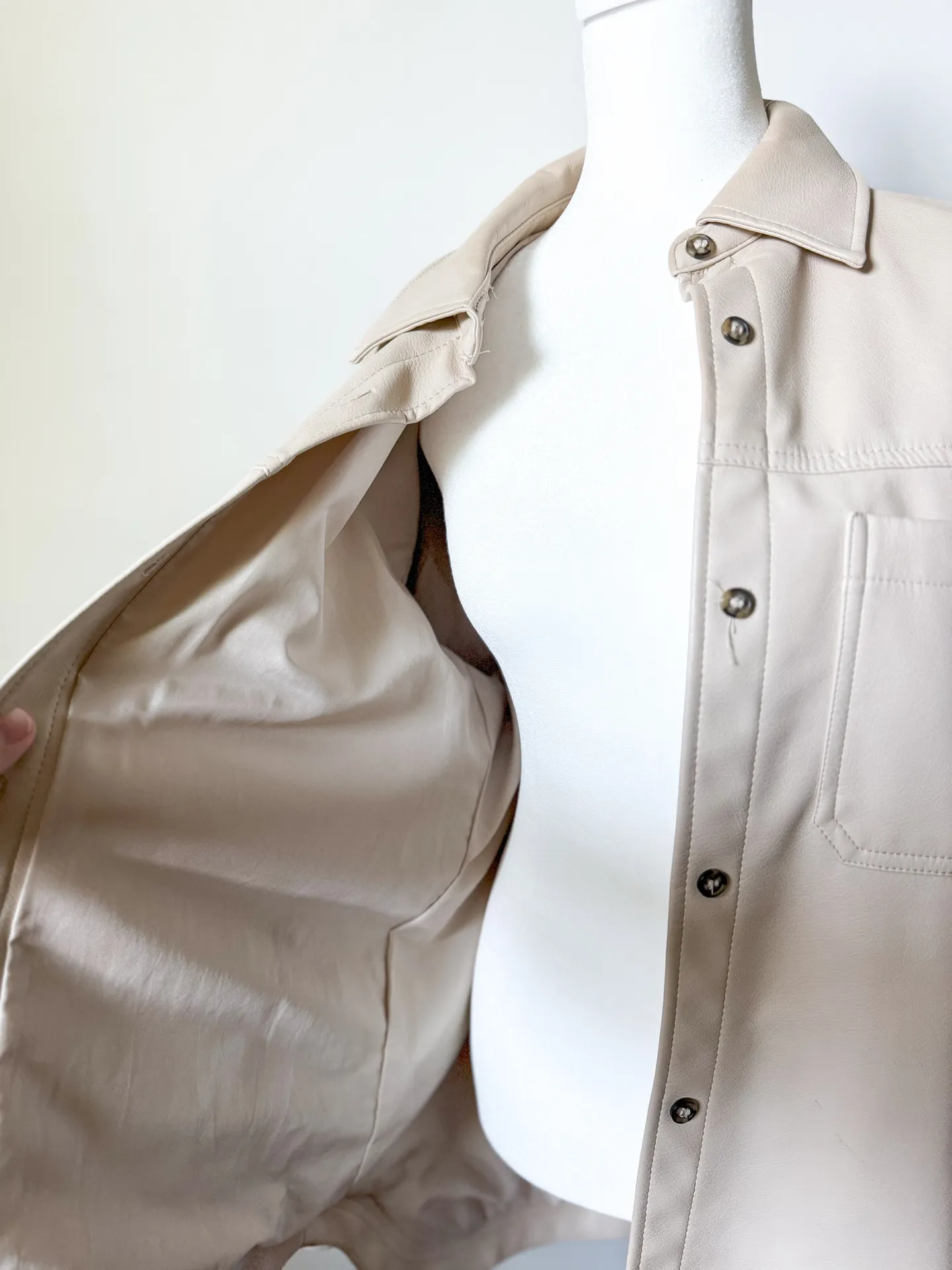 divided Faux Leather Shirt Jacket - Image 7