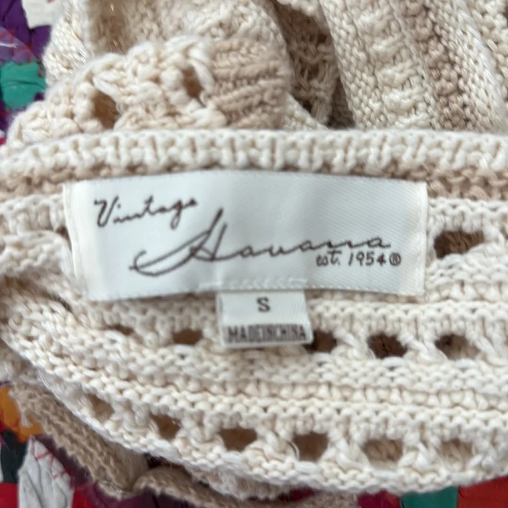 Vintage Havana Cream & Tan Crochet Cotton Cropped Sweater Tank Top - Image 3