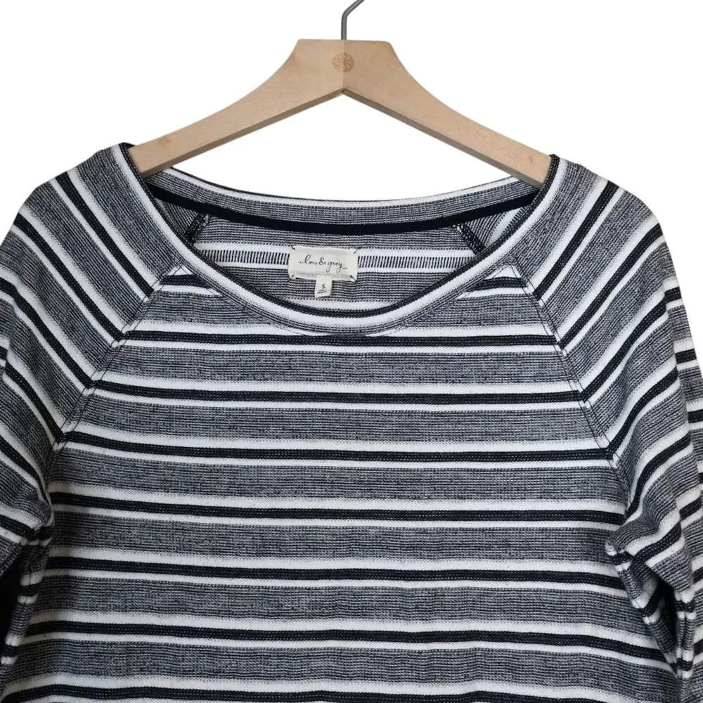 Lou & Grey Womens S Grey Striped Long Sleeve Top - Image 3