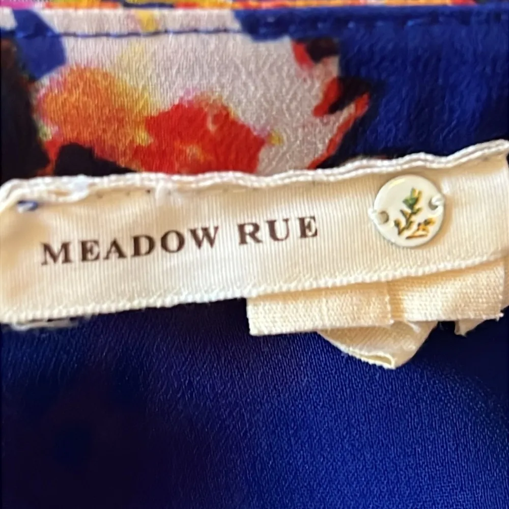 Anthropologie Meadow Rue Sheer Floral Blouse Blue Size XS - Image 6