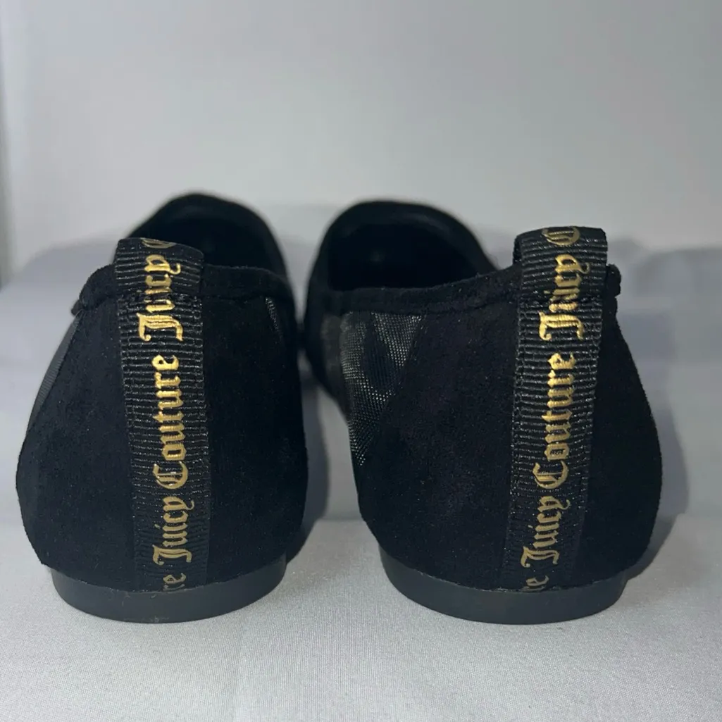 Juicy Couture Black and Gold Penny Rhinestone Mesh Ballet Flats Size 9 - Image 4
