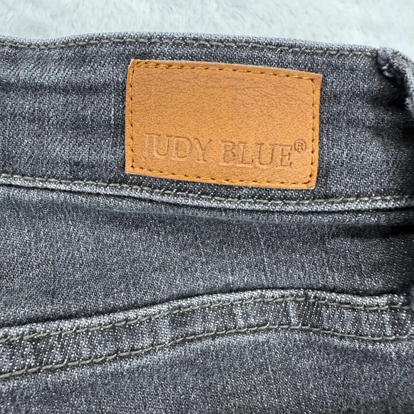 Judy Blue Distressed Ankle Skinny Jeans Size 7/28 Black Wash Denim - Image 11