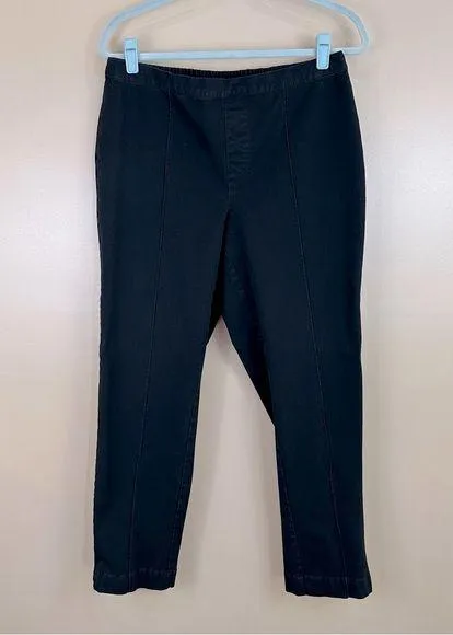 Isaac Mizrahi Black Pintuck Ankle Elastic Waist Stretch Pull On Pants 16 Tall - Image 1