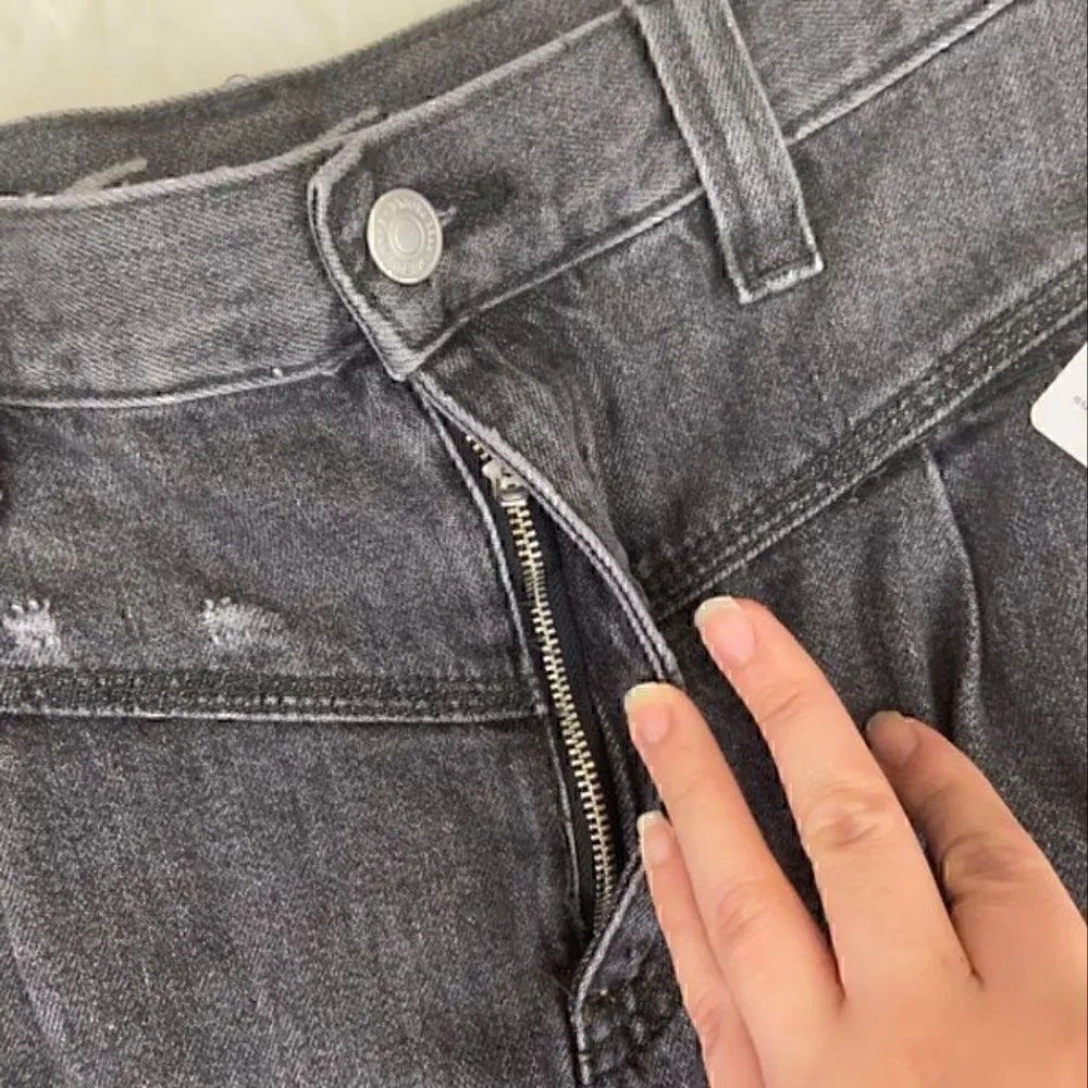 Nwt Free People black sanded distressed edgy summer spring casual mini skirt - Image 3