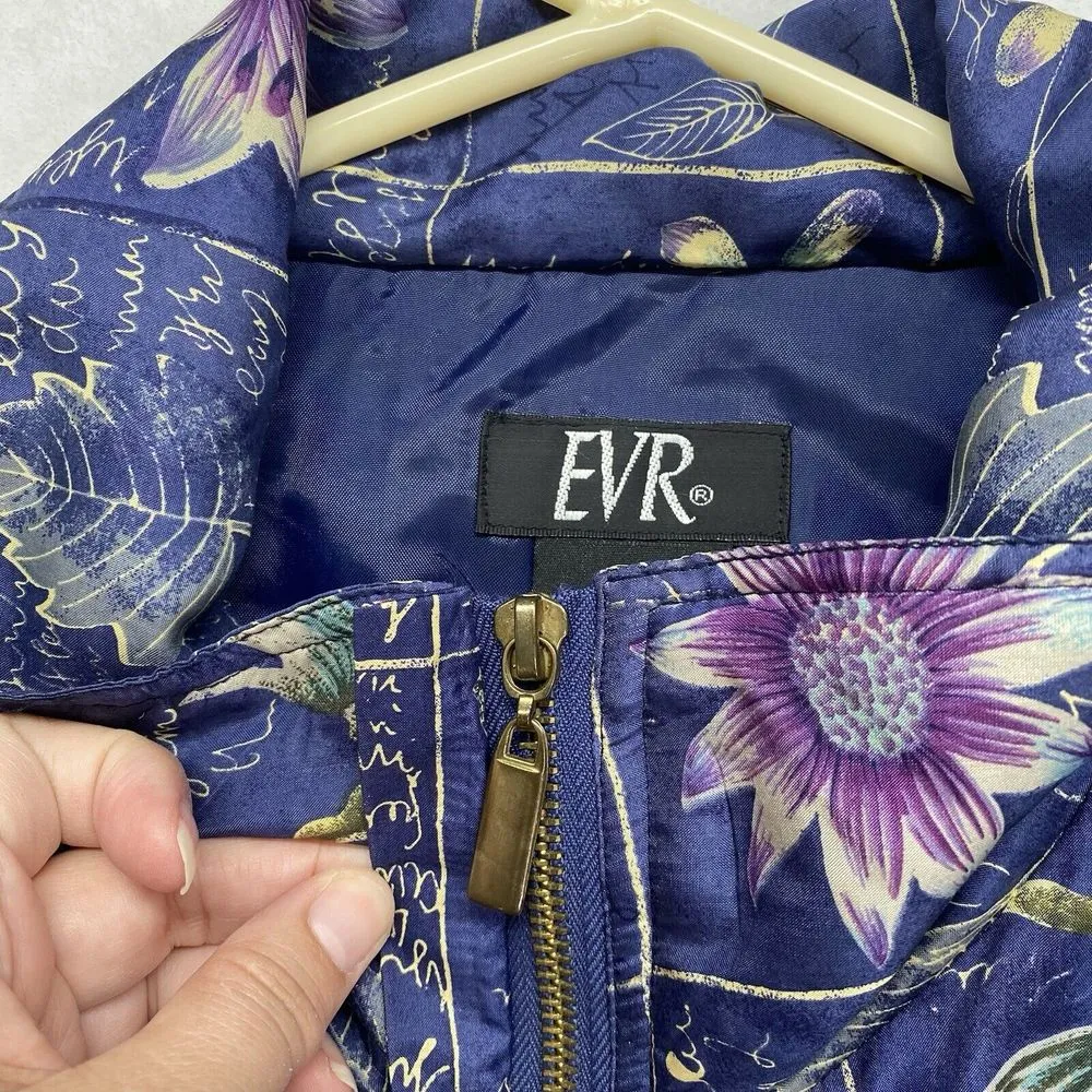 EVR Bomber Jacket Womens Large Vintage Lightweight Silk Retro‎ track jacket - Image 4