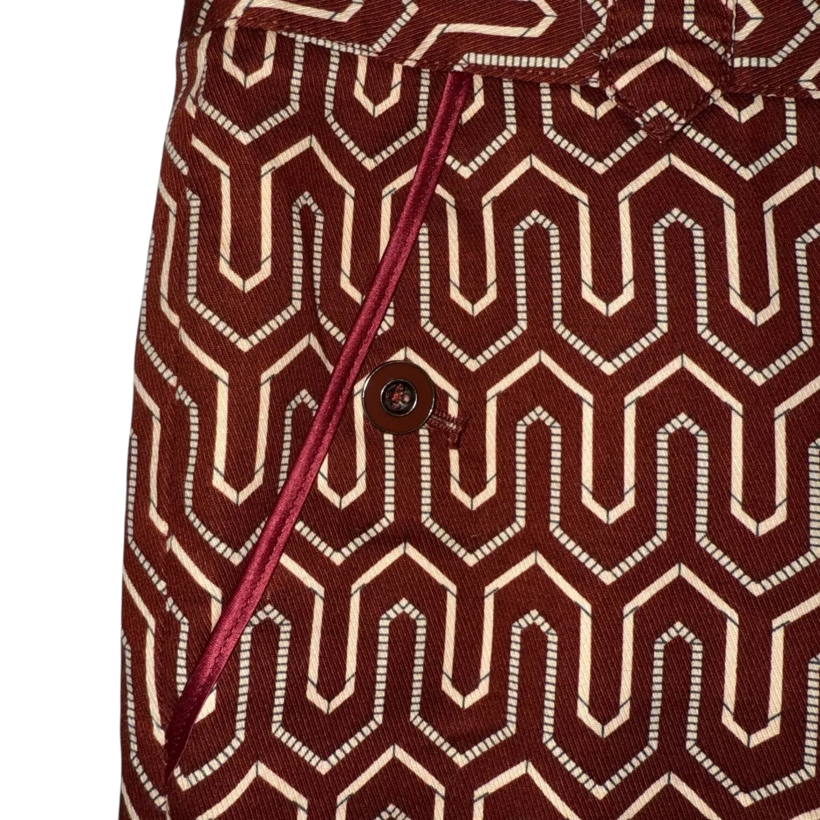 ANTHROPOLOGIE CARTOONIER Geometric Mosaic Print Charlie Ankle Pants NWOT Size 6 Red - Image 3