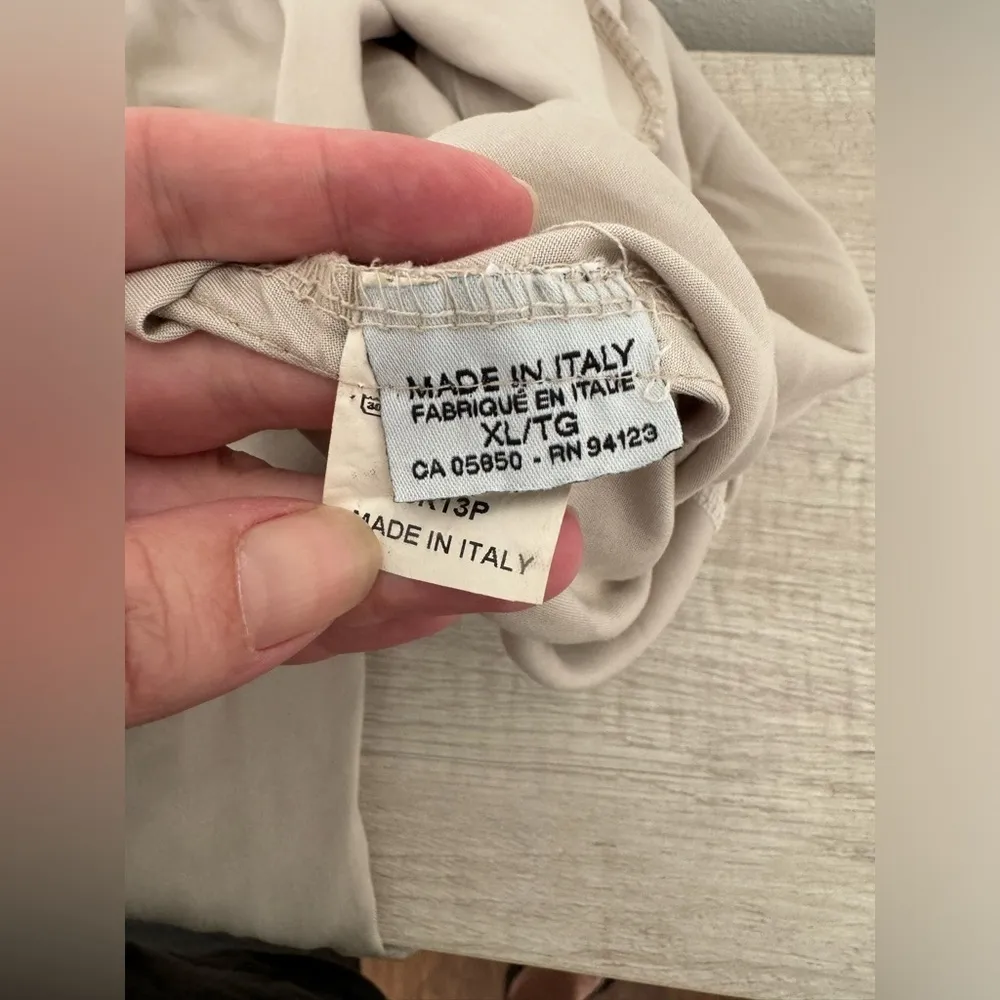 Femme Fatale Viscose Pull On Pants Khaki Made In Italy Size XL Metallic Trim - Image 7