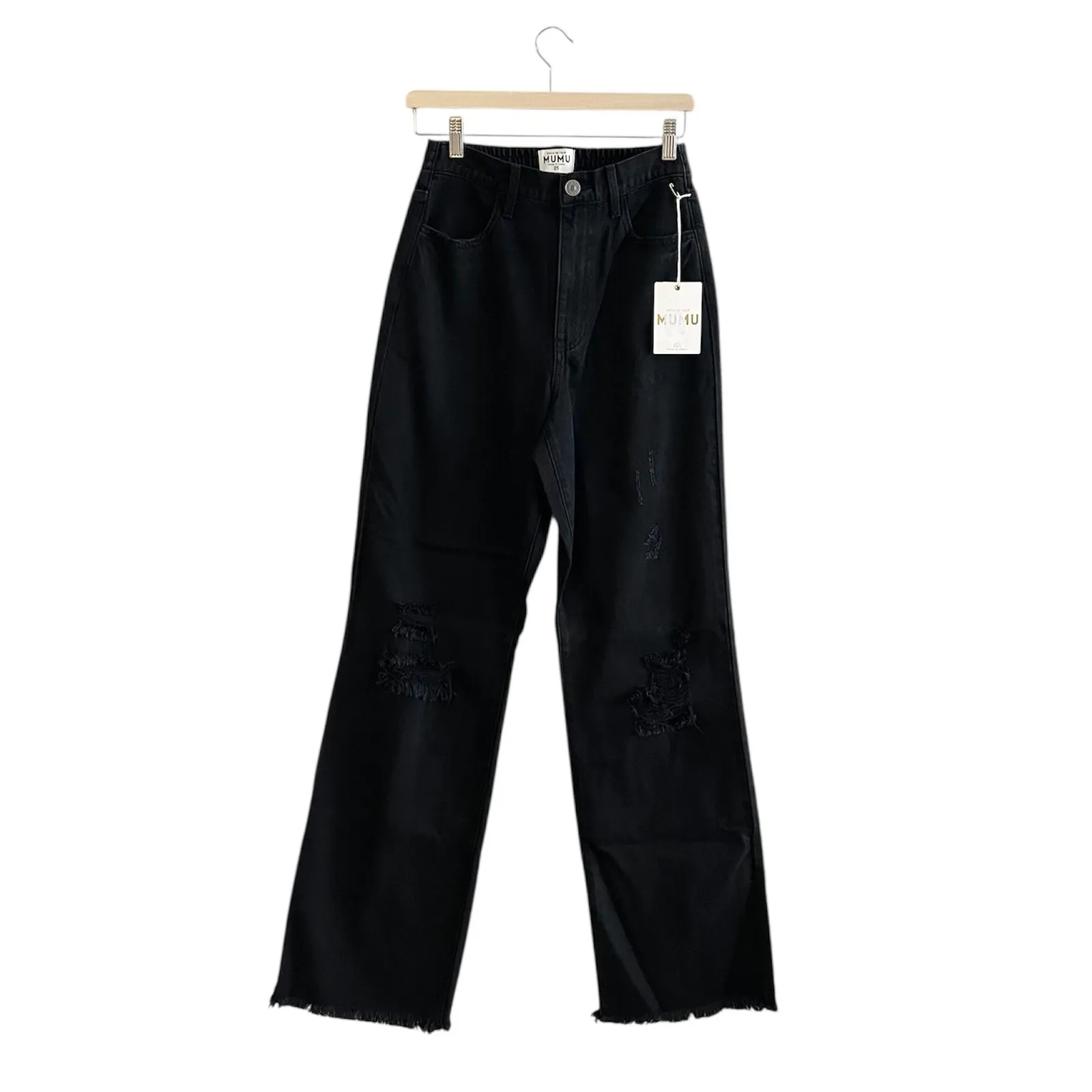 Show Me Your Mumu 90s Straight Jeans Black Denim 25 NWT - Image 4