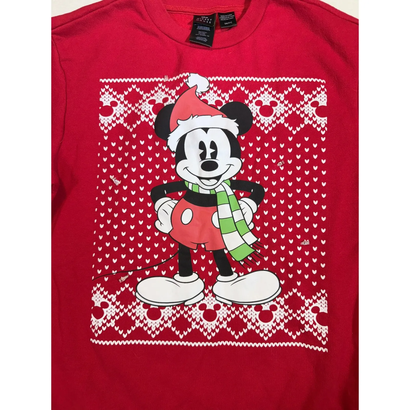 Disney Mickey Mouse Christmas Holiday Red Graphic Print Sweatshirt - Image 2