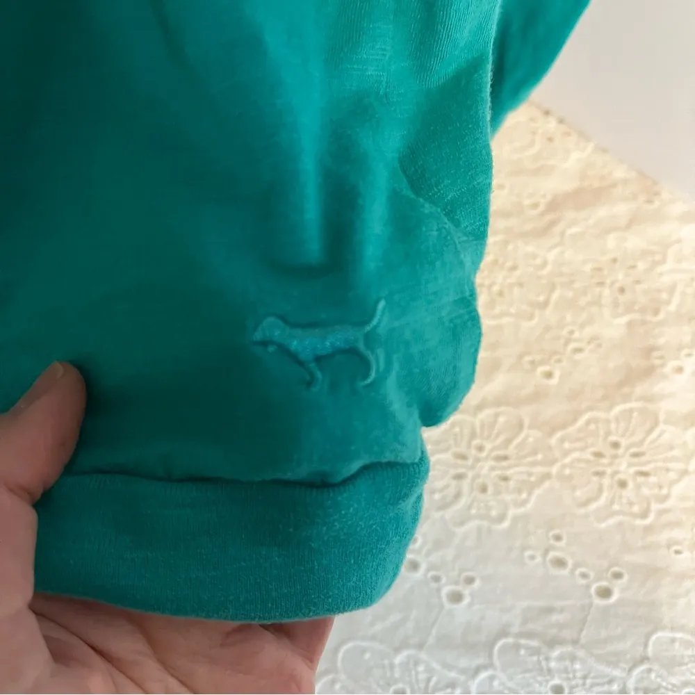 Victorias Secret PINk. Green long sleeve v neck tee - Image 3