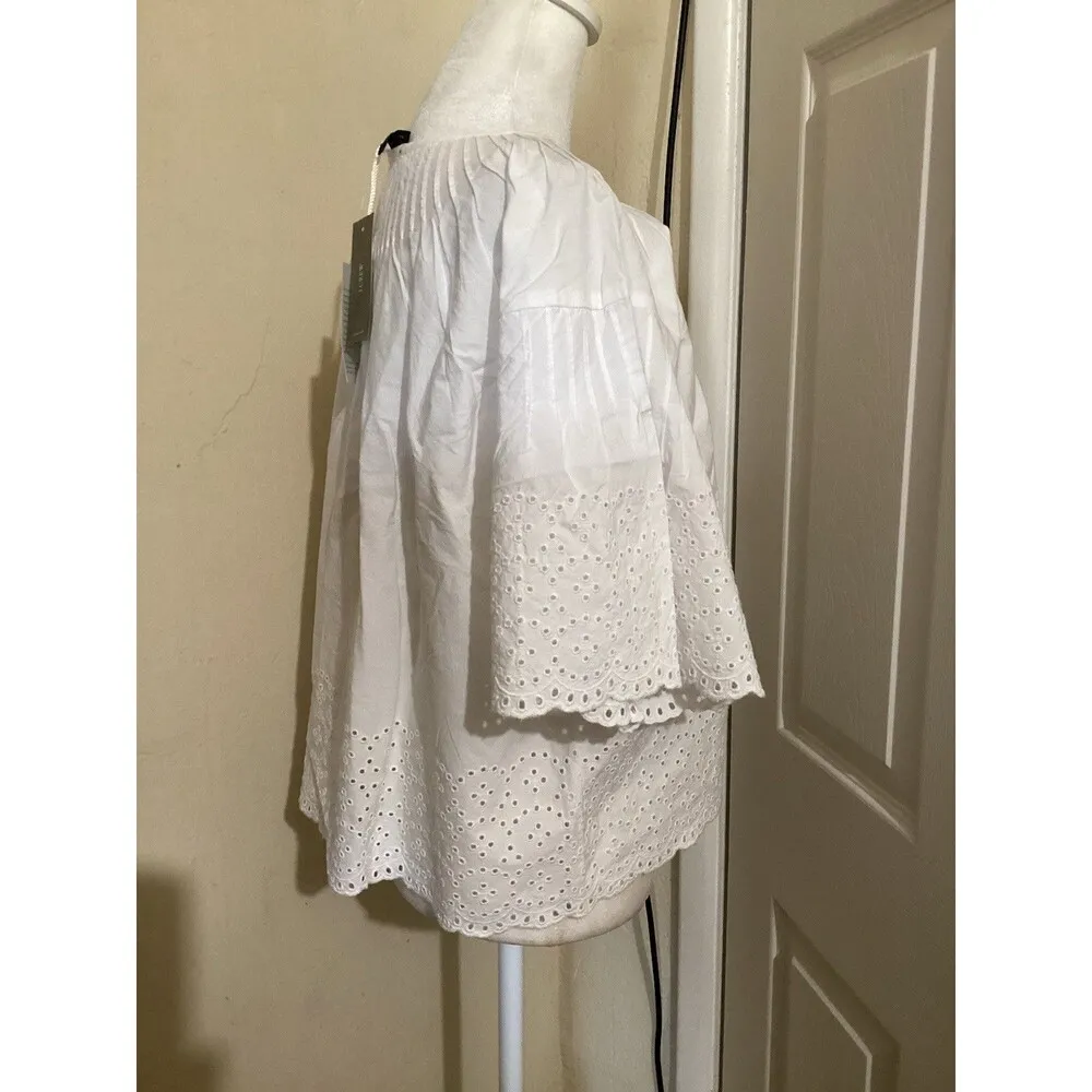 J. Crew Flawed Jolie Top in Eyelet Cotton Poplin White Short Sleeve S - Image 4