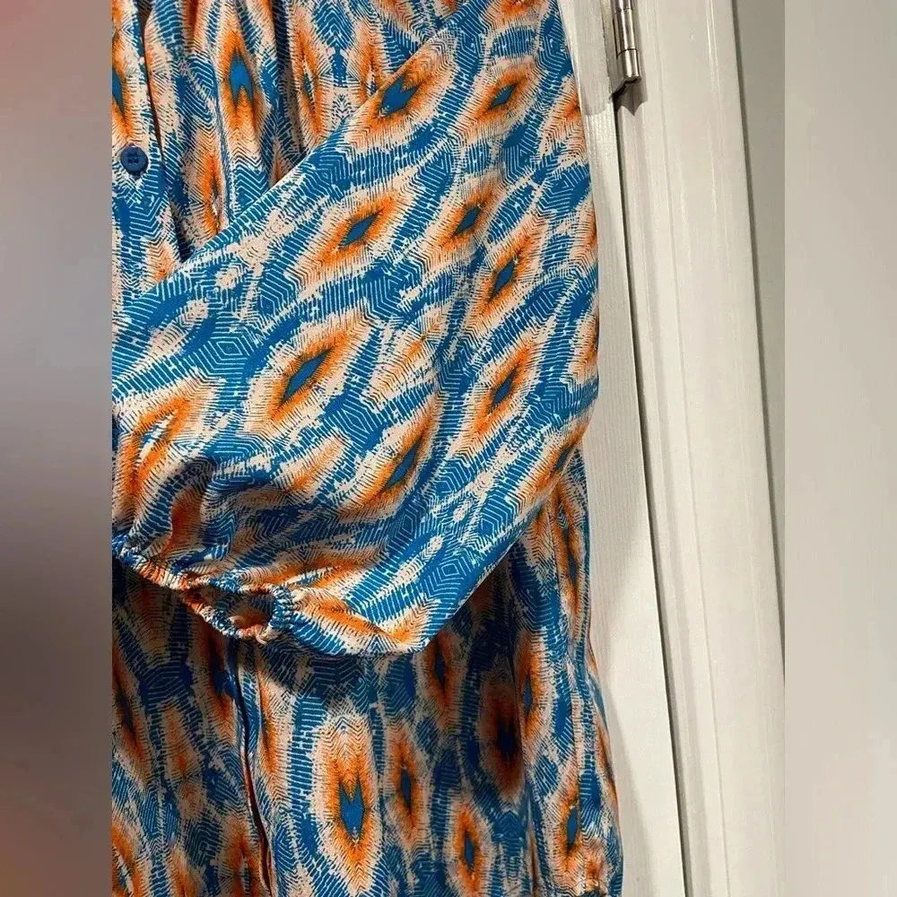 Collective Concepts High Low Button Front Scoop Neck 3/4 Sleeve Blouse Size M - Image 4