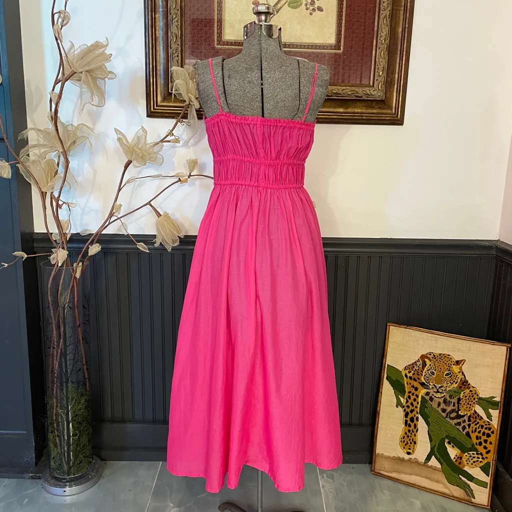 J. Crew Tie Front Voile Organic Cotton Pink Midi Dress - Sz M 🧡🎀 - Image 9