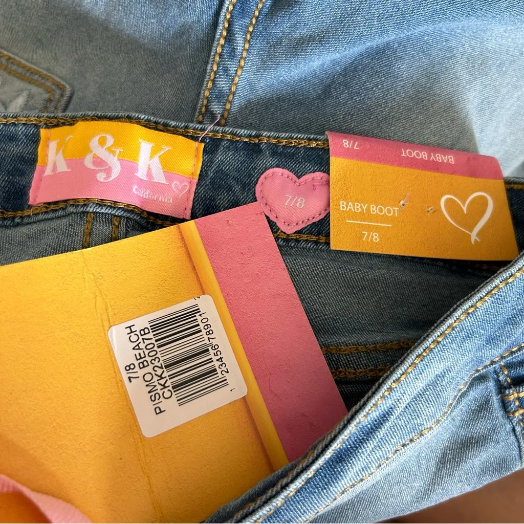 NWT K & K California Pismo Beach Baby Bootcut Denim Blue Jeans Size 7/8 - Image 5
