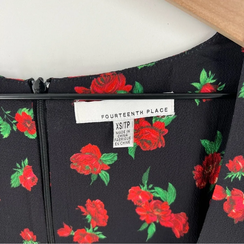 Fourteenth Place Romantic Floral‎ Sweatheart Puff Long Sleeve Tie Front Dress - Image 5