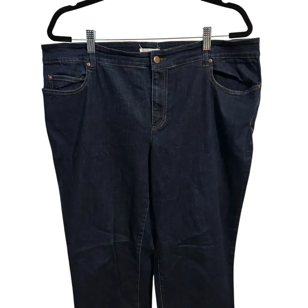 Eileen Fisher Dark Wash High Waisted Straight Leg Organic Cotton Size 16W Jeans. - Image 3