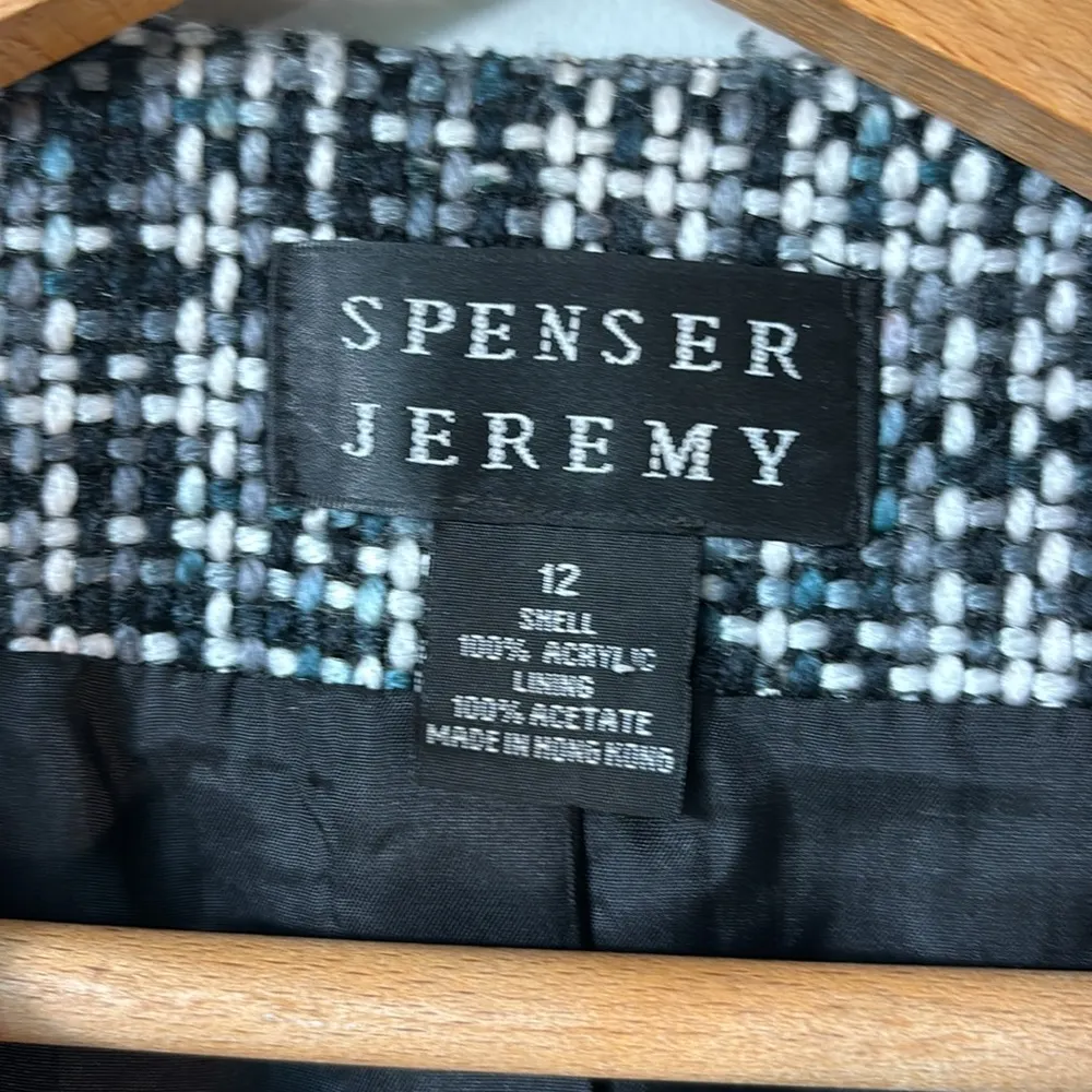 Spenser Jeremy bl/wh/gr Tweed open blazer in sz 12. Perfect w/jeans or dressy! - Image 3