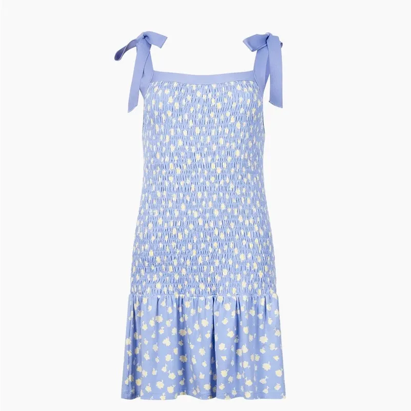 NWT FRENCH CONNECTION  Peony Doria Ruched Dress In Paradiso Blue Multi - Image 7