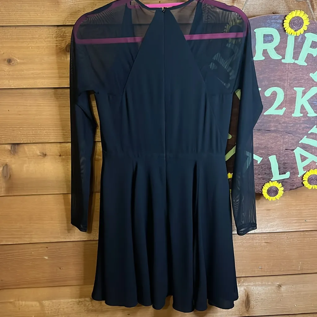 Express y2k tie Sheer black Mesh mini dress a-line goth skater party LBD Costume - Image 3