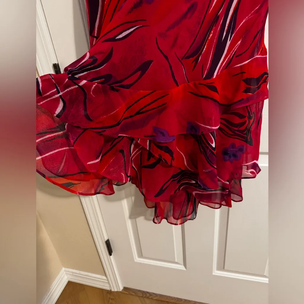 Phool Vintage 2 Piece Maxi Skirt Top Bohemian Ruffle Lined Red Purple Black XL - Image 7