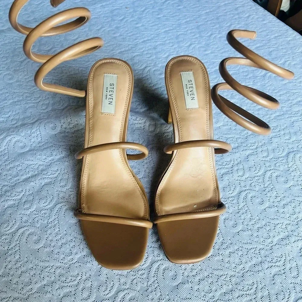 STEVEN New York Jaidin Ankle Wrap Heel in Nude Strappy Sandal Size 11 - Image 2