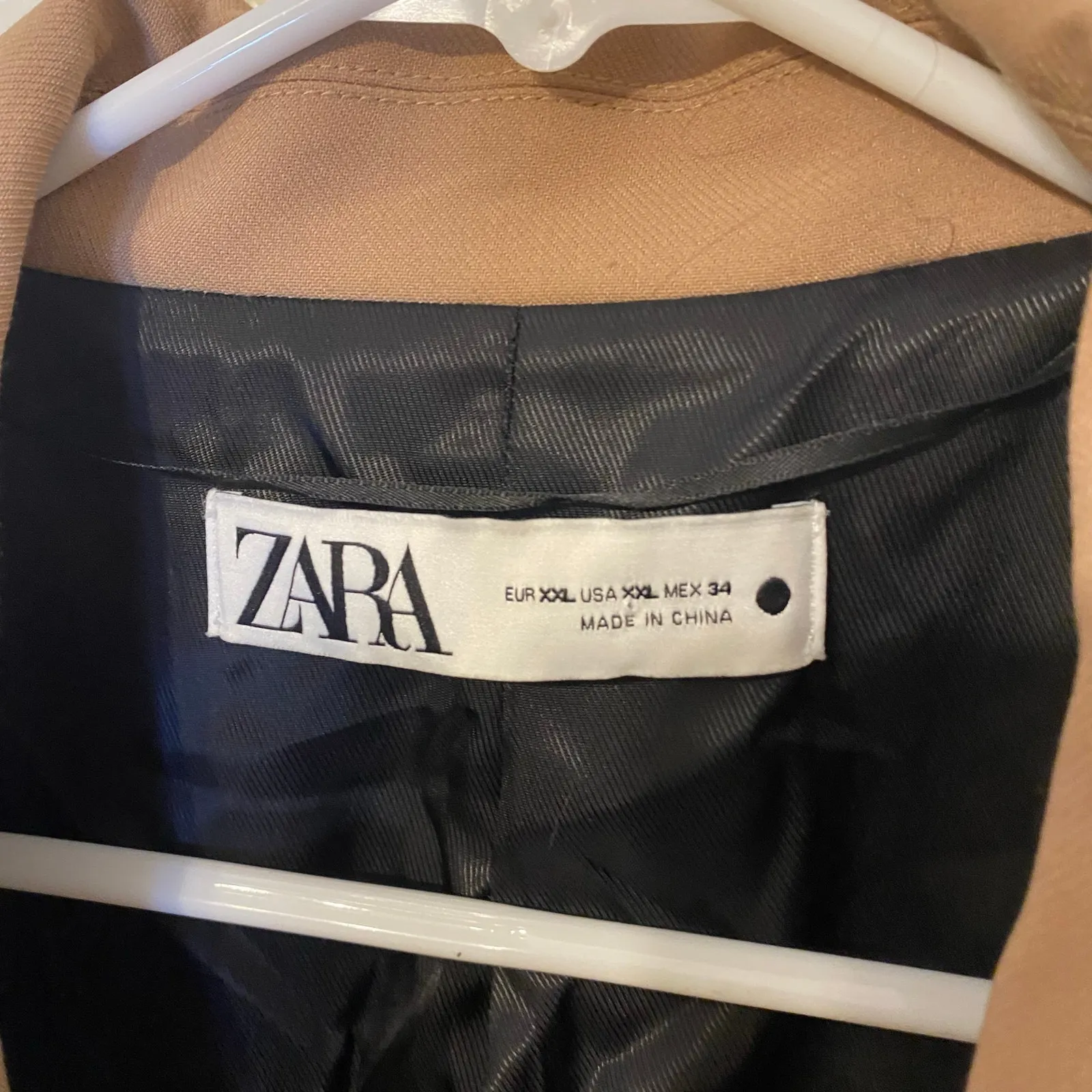 Zara Classic Tan Camel Blazer Jacket One Button Minimalist Chic Size XXL - Image 2