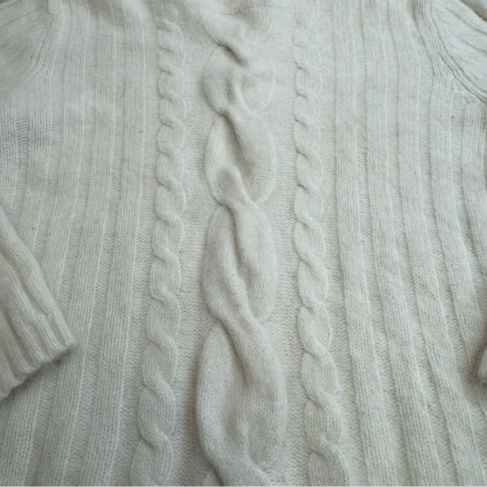 Liz Claiborne Women Mock Neck Sweater M Med Medium Angora Lambs Wool Ivory Cream - Image 7