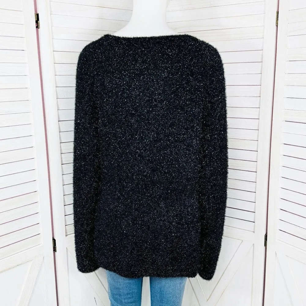 H&M Shimmer Oversized Wide Sleeve Sweater Black XS Pullover - Image 4
