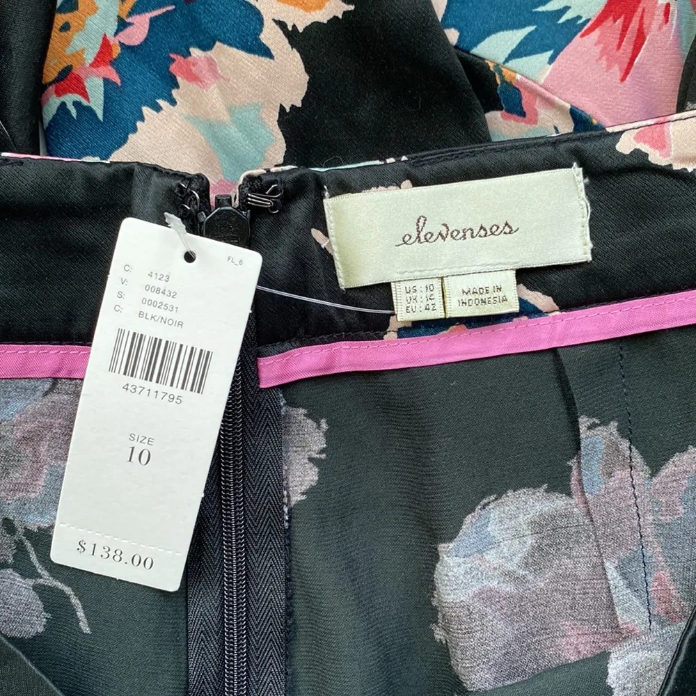 NWT Anthropologie Elevenses ‘Tansy’ ruffle floral silky wide leg pants, size 10 - Image 7