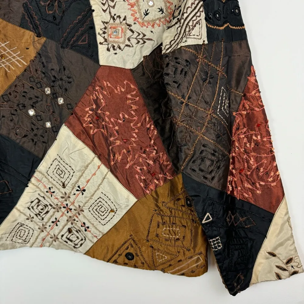 Vtg Y2K Laura Ashley Patchwork Jacket Sz Medium Mixed Media Art to Wear - Image 13