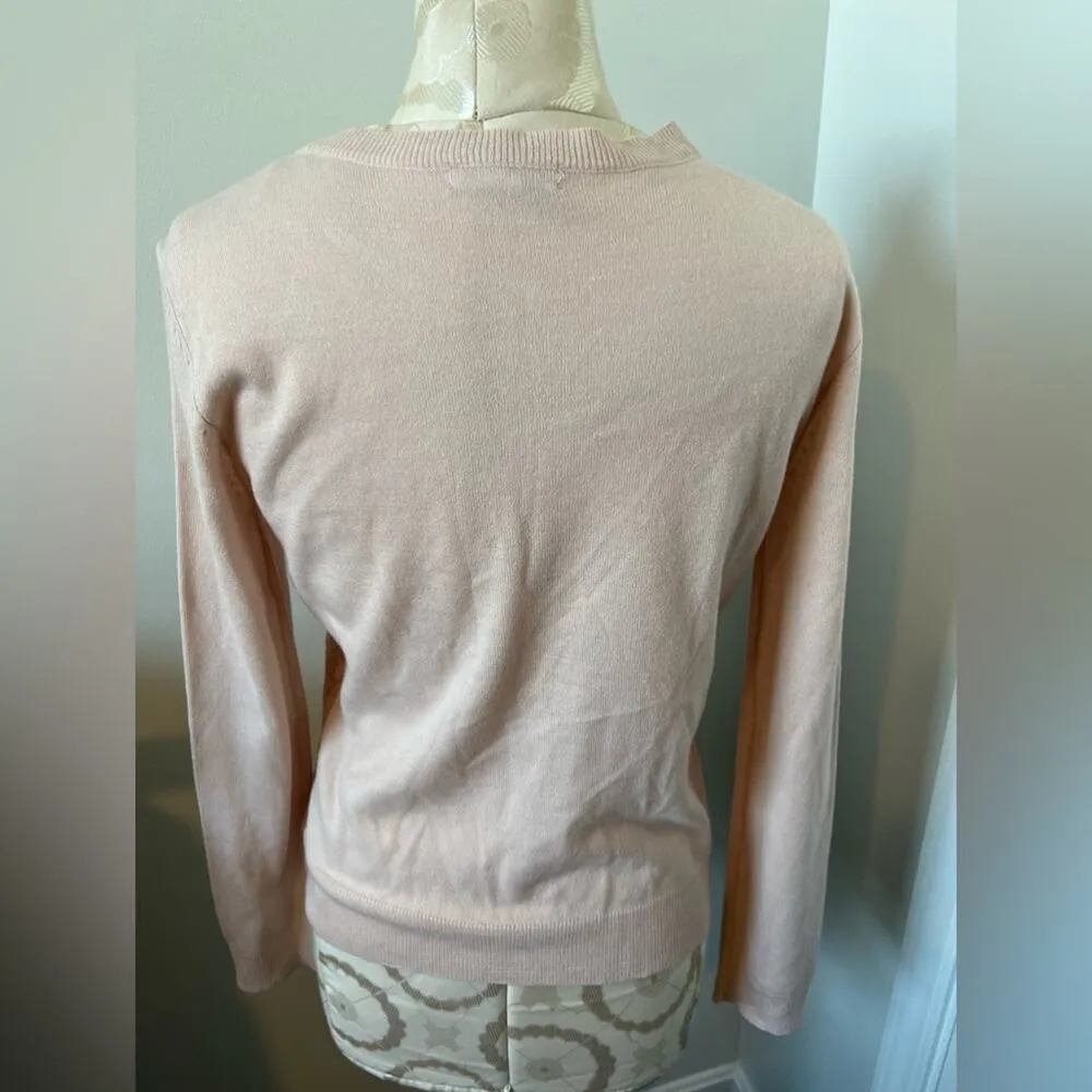 New York & Company Button Up Blush Pink Lace Layered Cardigan Large - Image 3