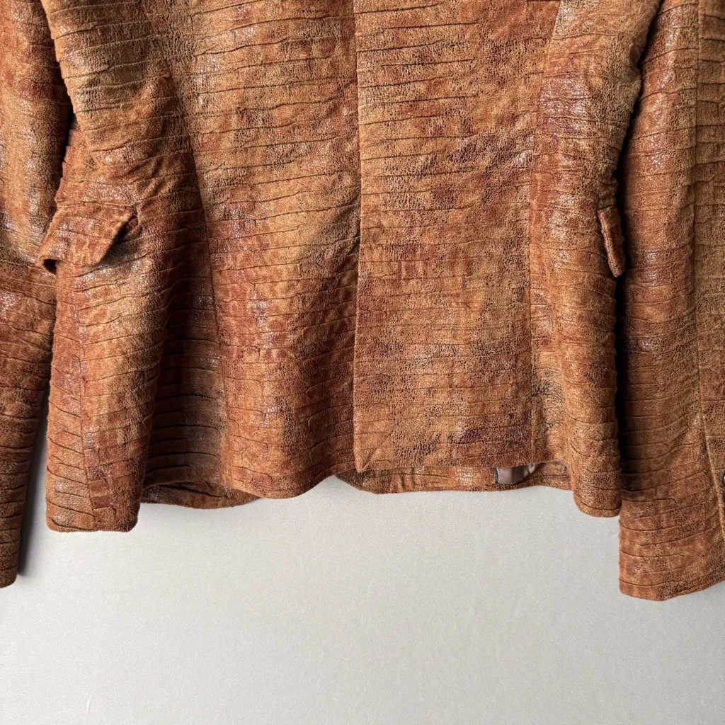 Zara sz‎ XS brown faux leather basic blazer - Image 8