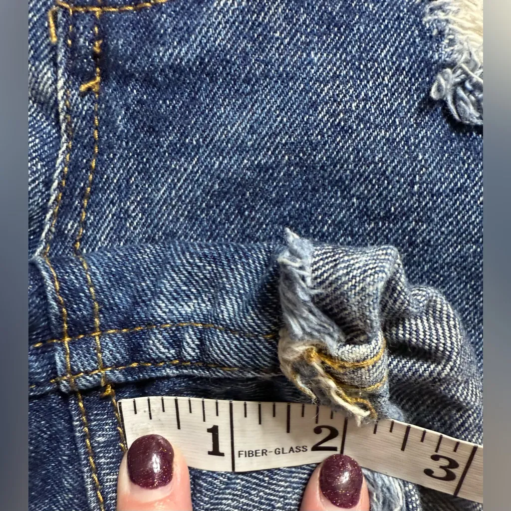 One Teaspoon Blue Distressed Jean Shorts - Image 6