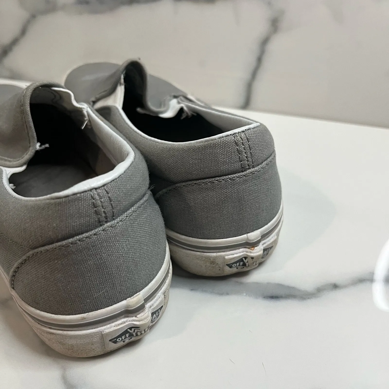 Vans Unisex Classic Gray Slip-on Shoes Men Sz 6 Women Sz 7.5 Old Skool Skater - Image 6