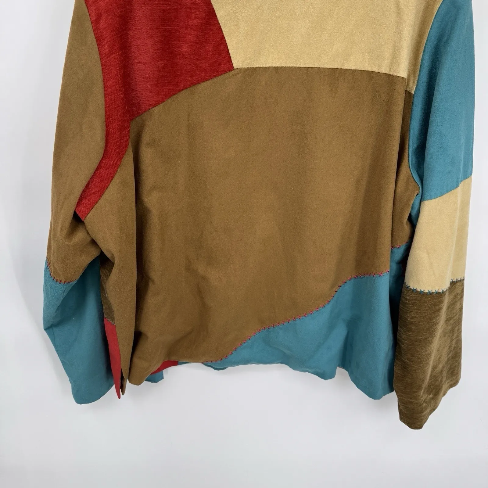 Vintage Koret Southwest Festival Patchwork Faux Suede Jacket Womens Plus 26W - Image 10